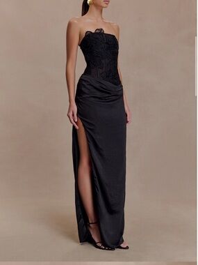 chinese dress ladies Romina Strapless Satin Maxi Dress